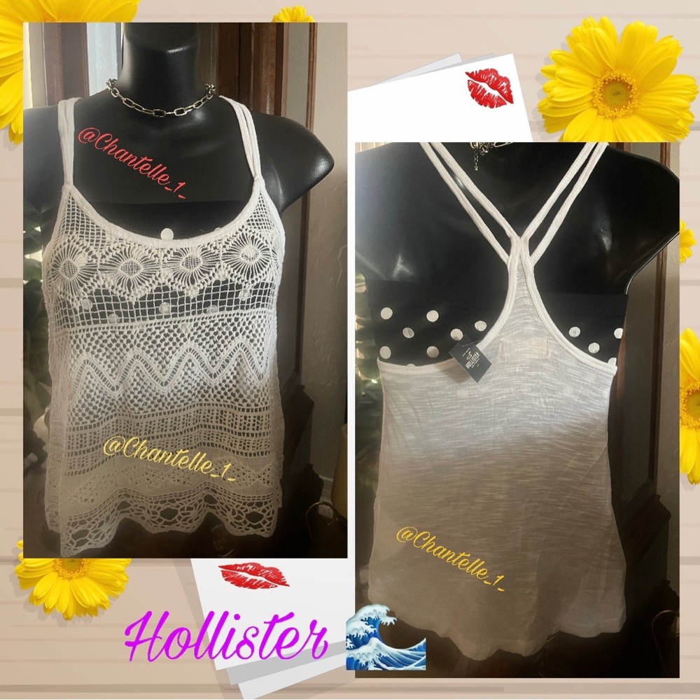 Y2K NWT Hollister Preppy white crochet tank❣️